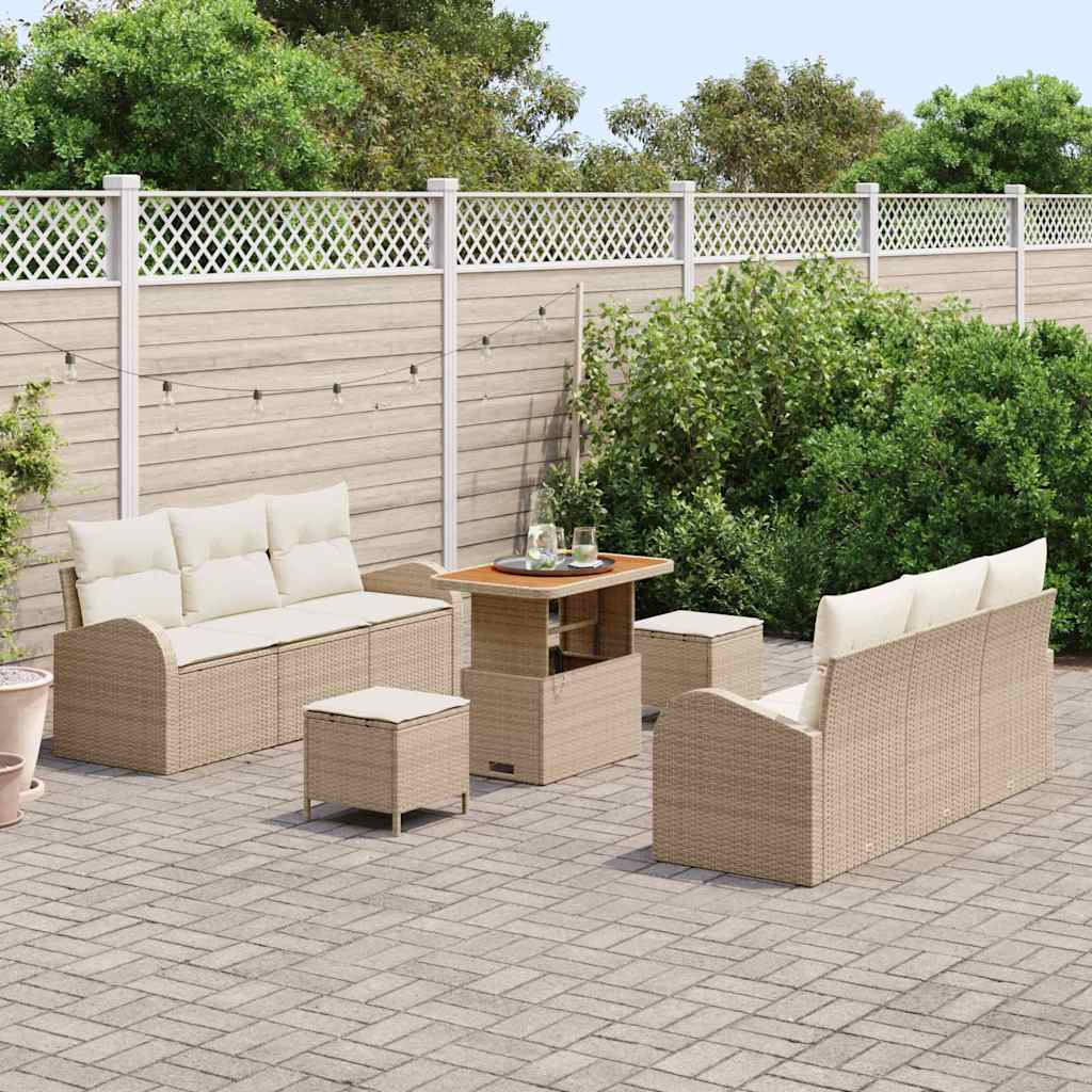 Havesofa Sæt med pude med opbevaring 9 pcs Beige og creme