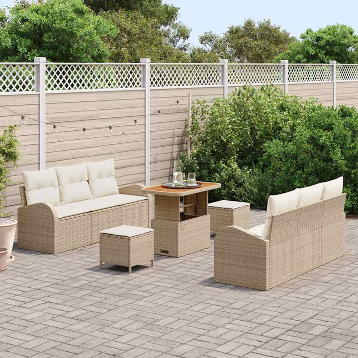 Havesofa Sæt med pude med opbevaring 9 pcs Beige og creme