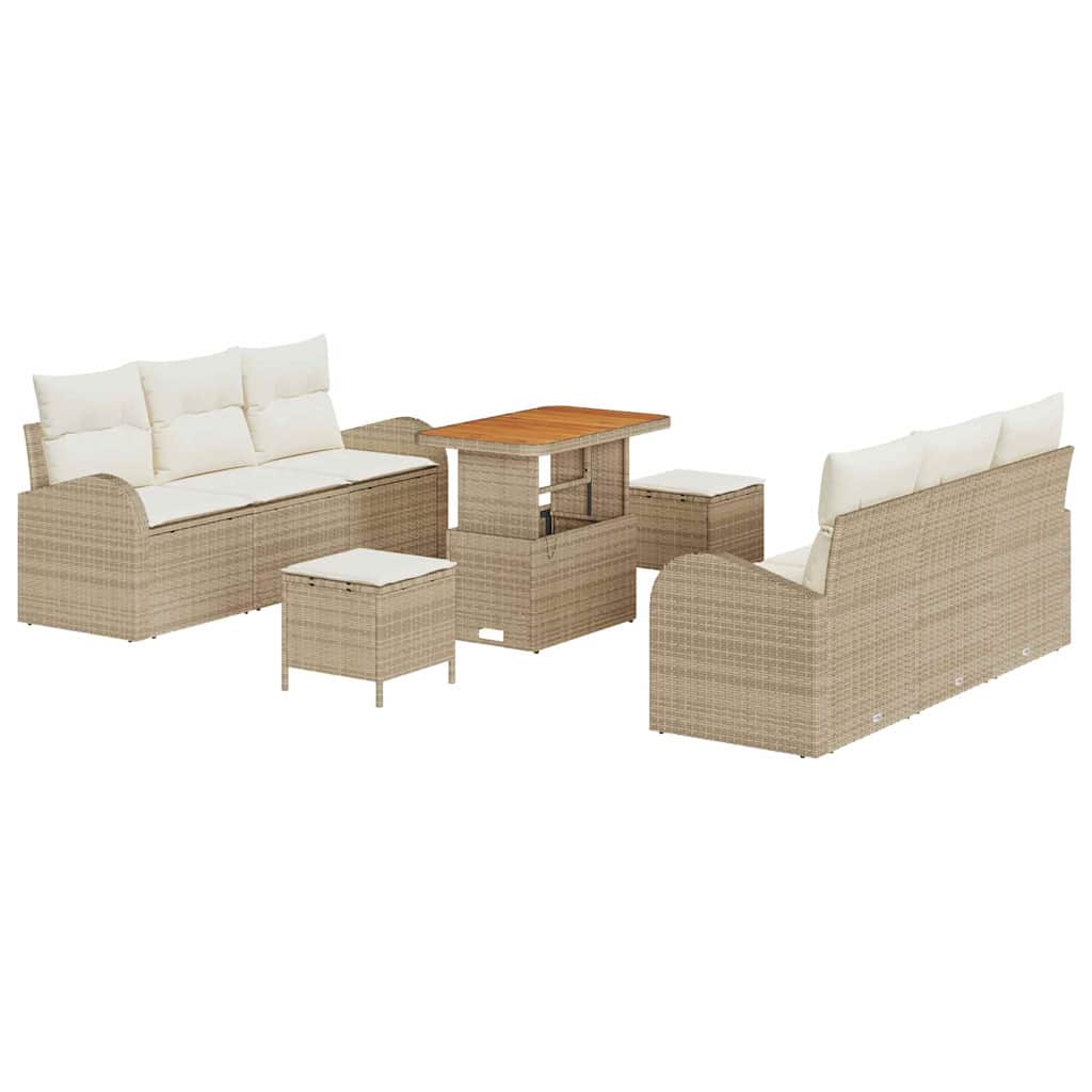 Havesofa Sæt med pude med opbevaring 9 pcs Beige og creme