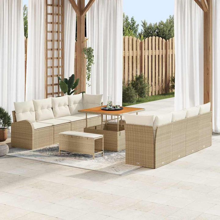 Havesofa Sæt med pude med opbevaring 11 pcs Beige og creme