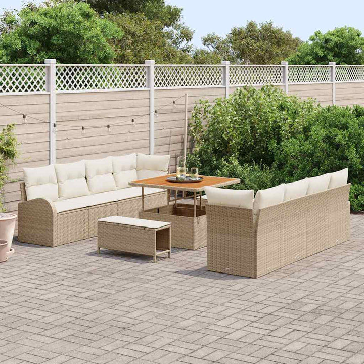 Havesofa Sæt med pude med opbevaring 11 pcs Beige og creme