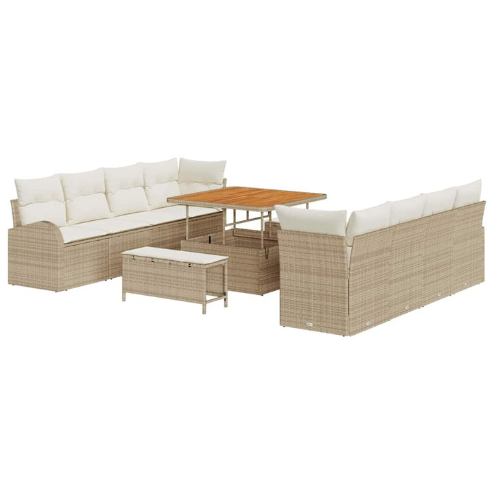 Havesofa Sæt med pude med opbevaring 11 pcs Beige og creme