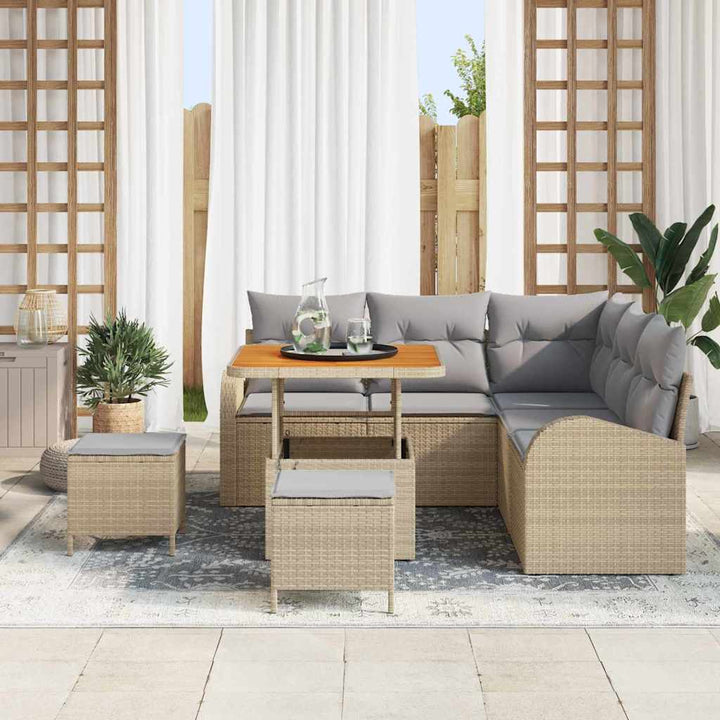 Havesofa Sæt 8 stk. 7-Antal sæder Beige og lys grå