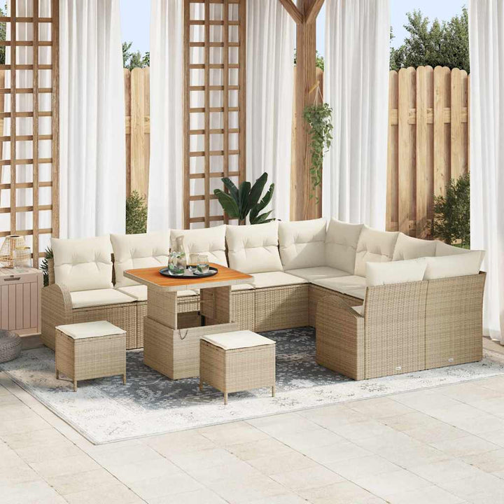 Havesofa Sæt med pude med opbevaring 12 pcs Beige og creme