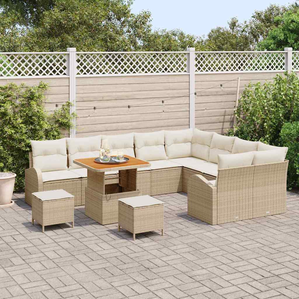 Havesofa Sæt med pude med opbevaring 12 pcs Beige og creme