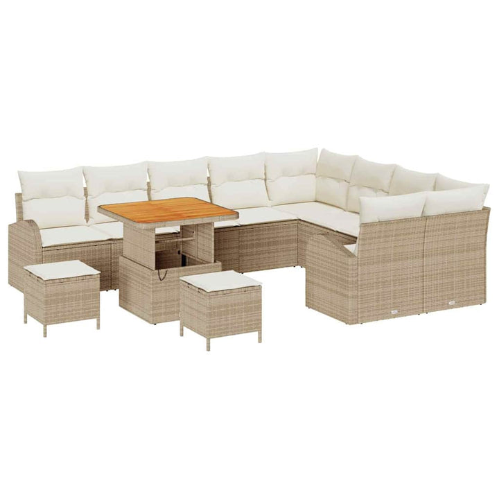 Havesofa Sæt med pude med opbevaring 12 pcs Beige og creme