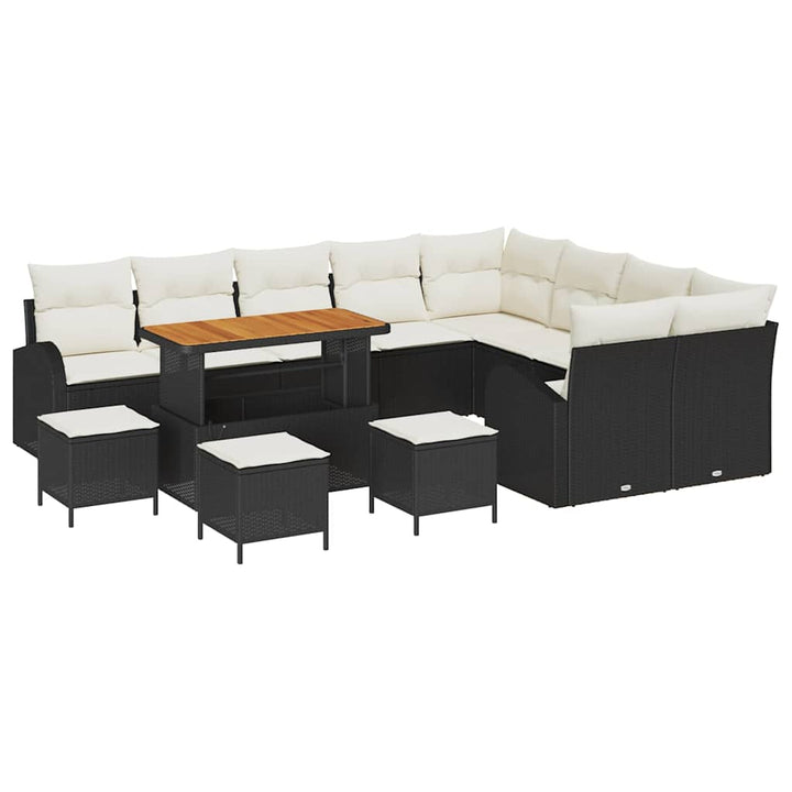 Havesofa Sæt med pude med opbevaring 13 pcs Sort og Cream