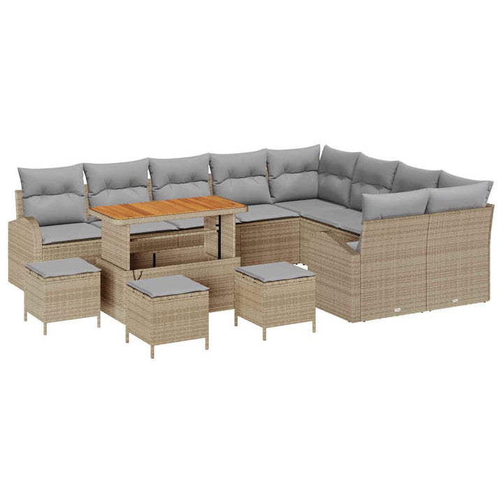 Havesofa Sæt med pude med opbevaring 13 pcs Beige og lys grå
