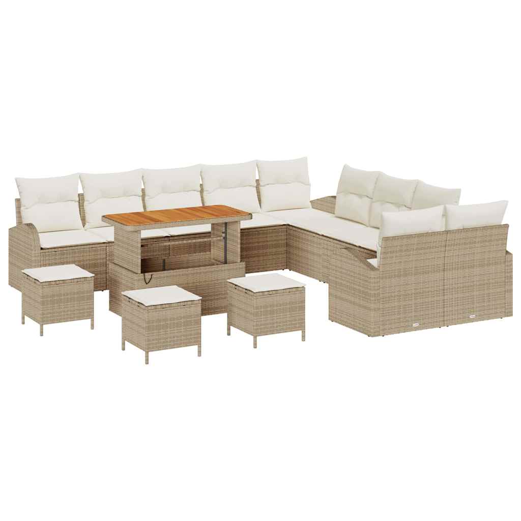 Havesofa Sæt med pude med opbevaring 14 pcs Beige og creme