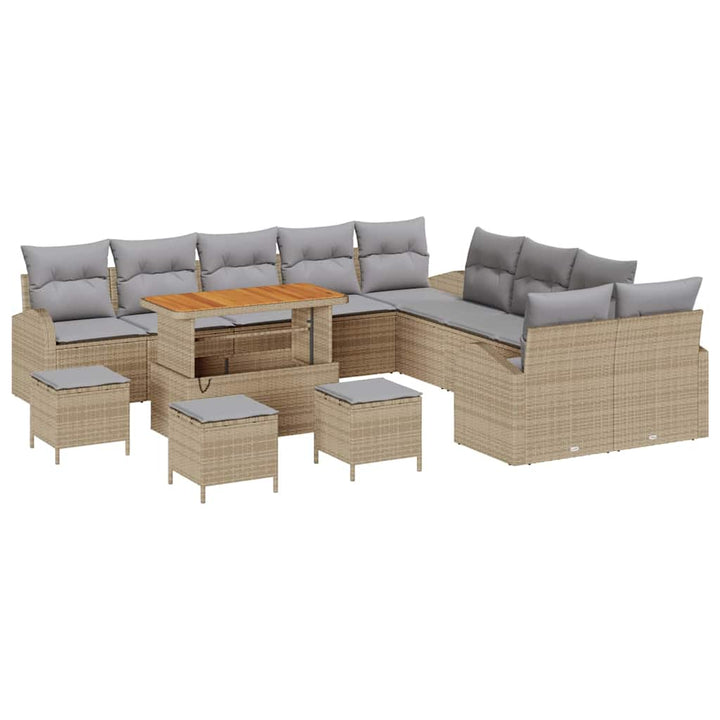 Havesofa Sæt med pude med opbevaring 14 pcs Beige og lys grå