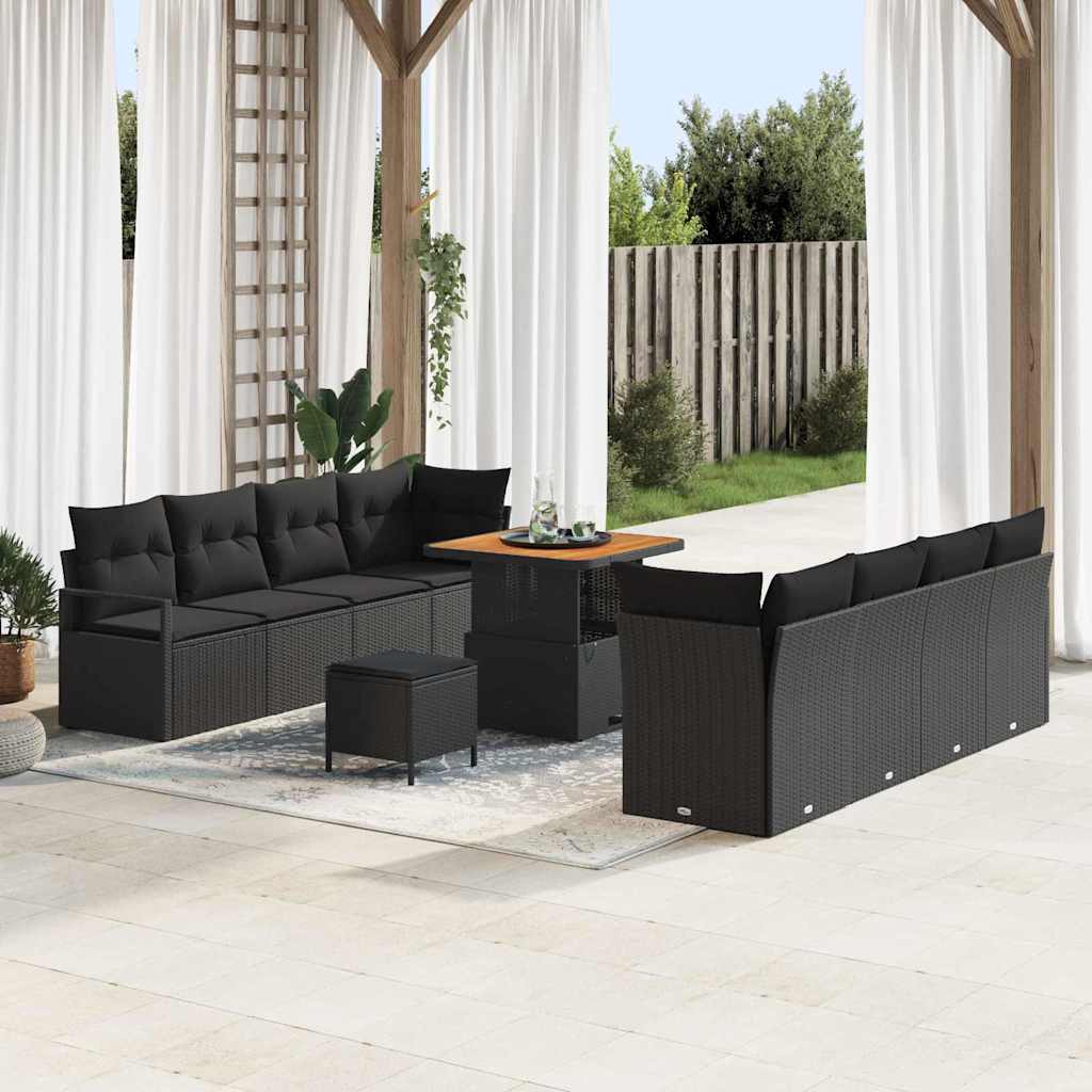 Havesofa Sæt med pude med opbevaring Sort 80 x 80 x 71 cm