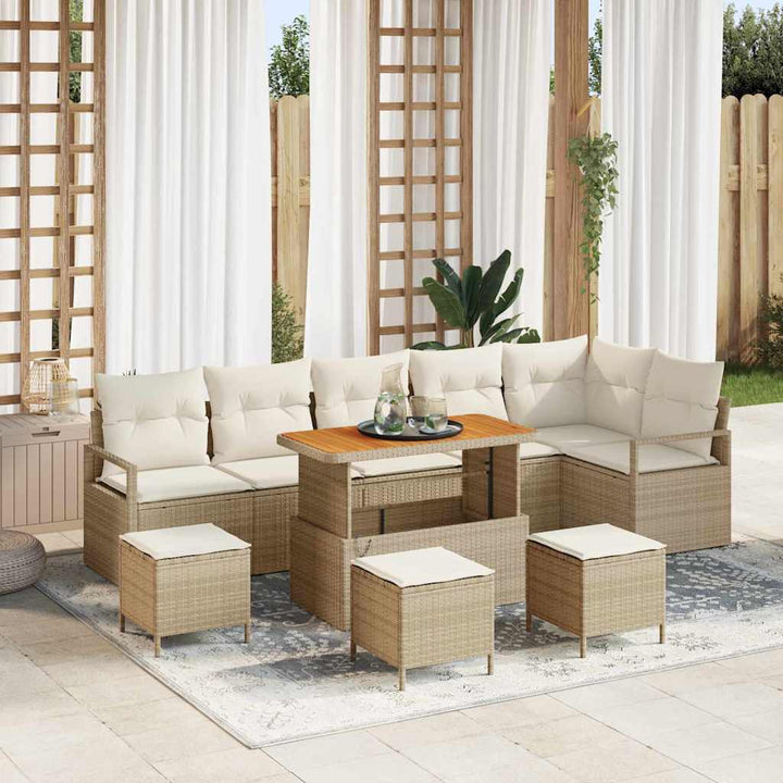 Havesofa Sæt med pude med opbevaring 10 pcs Beige og creme