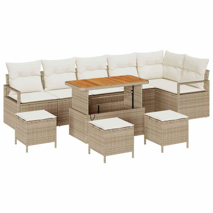 Havesofa Sæt med pude med opbevaring 10 pcs Beige og creme