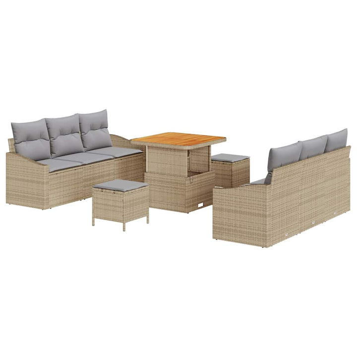 Havesofa Sæt med pude med opbevaring 9 pcs Beige og lys grå
