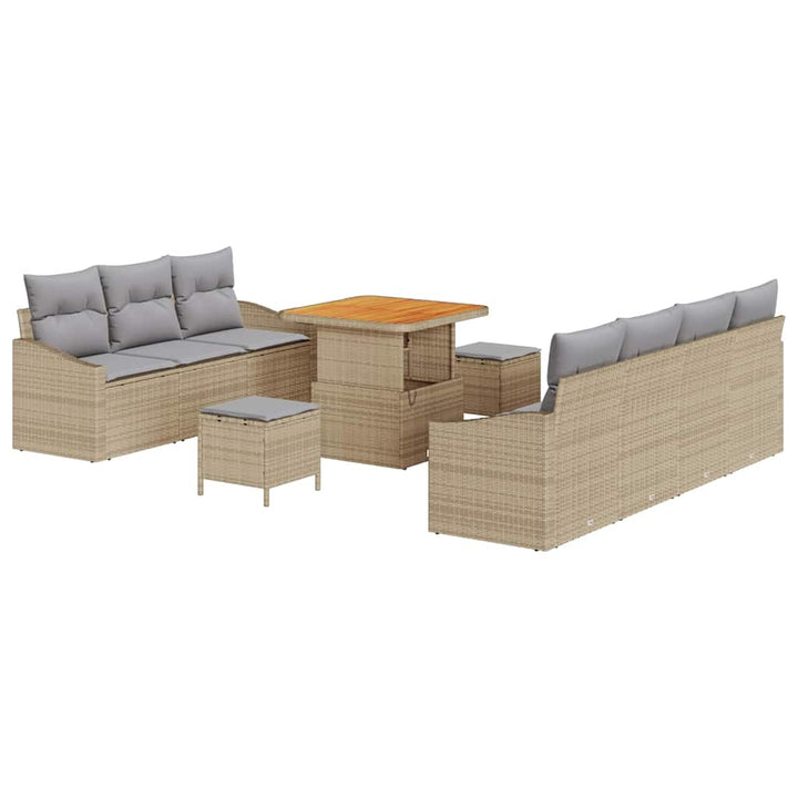 Havesofa Sæt med pude med opbevaring 10 pcs Beige og lys grå