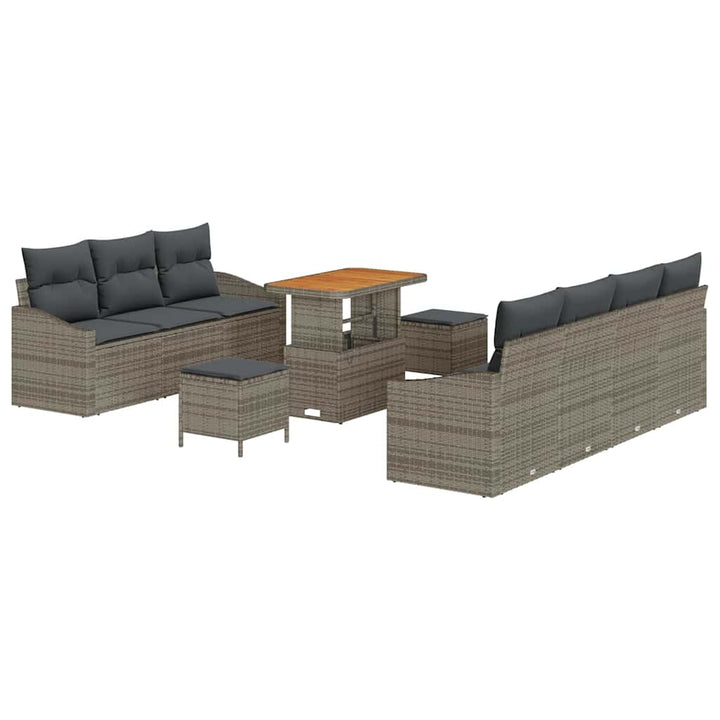 Havesofa Sæt 10 pcs Grå Polyrattan, stål og massivt akacietræ