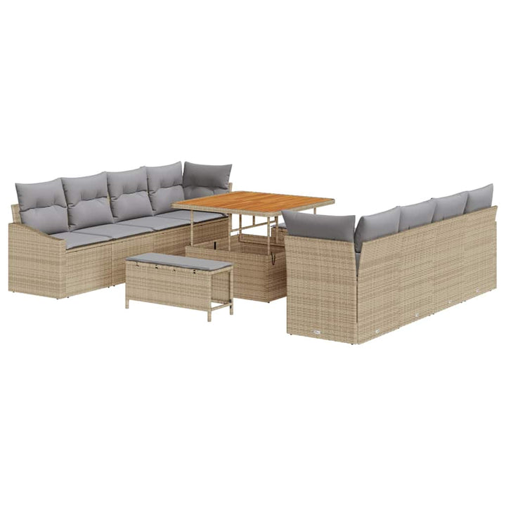 Havesofa Sæt med pude med opbevaring 11 pcs Beige og lys grå