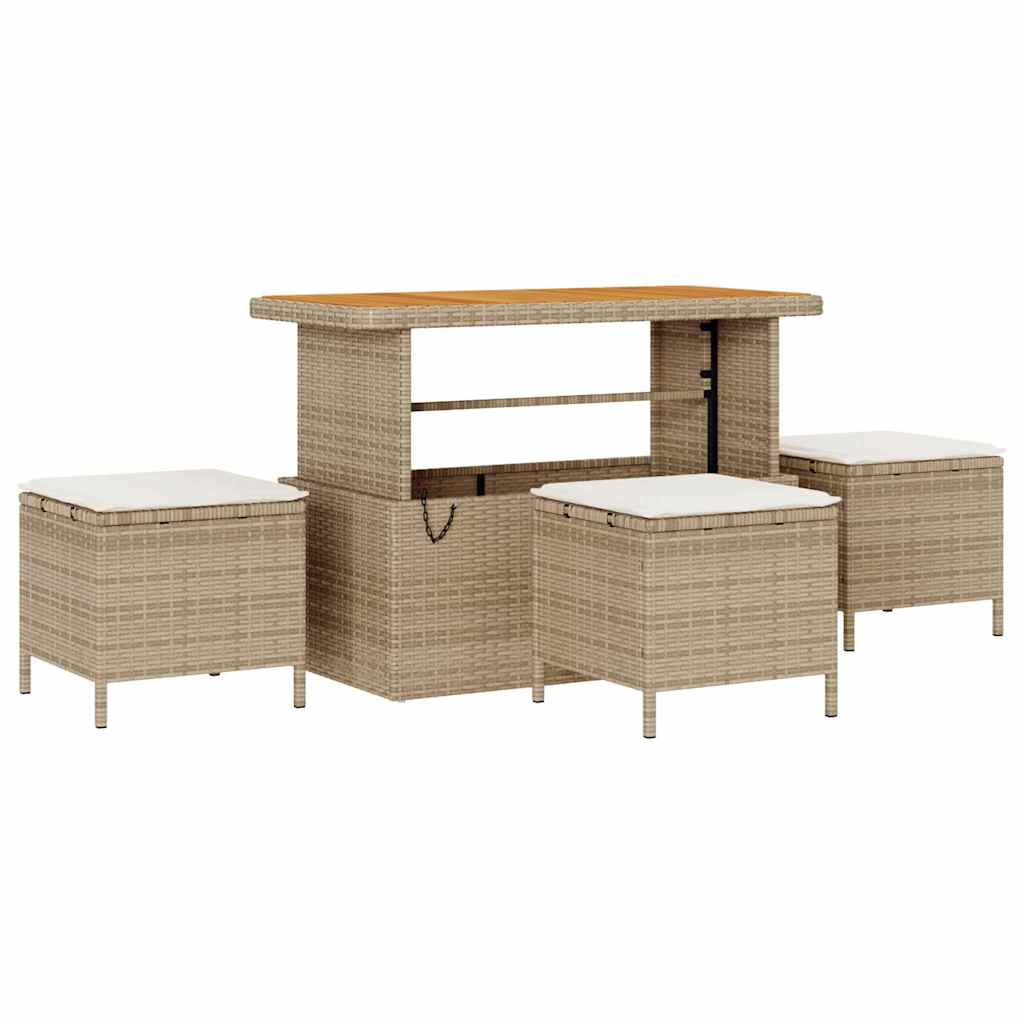 Havesofa Sæt 10 stk. 8-Antal sæder Beige Poly rattan