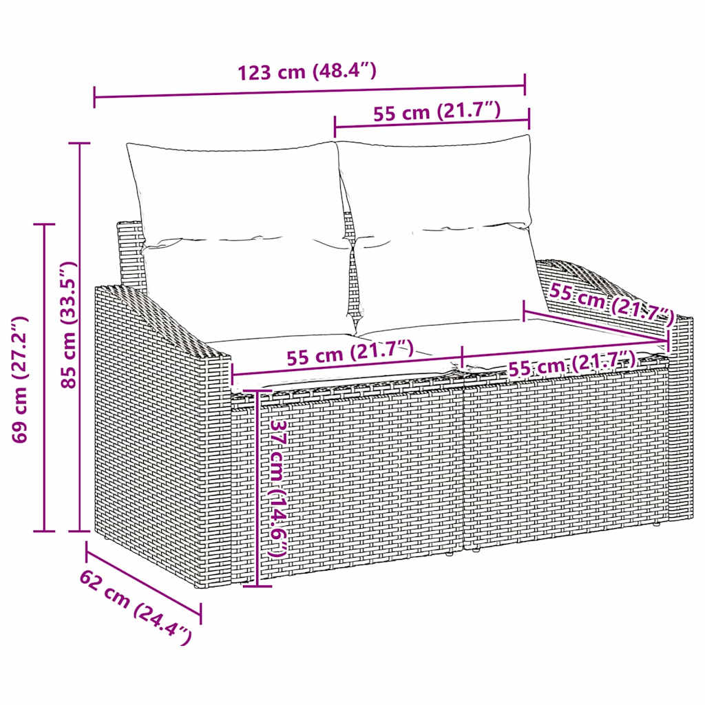 Havesofa Sæt 12 stk. 7-Antal sæder Beige Poly rattan