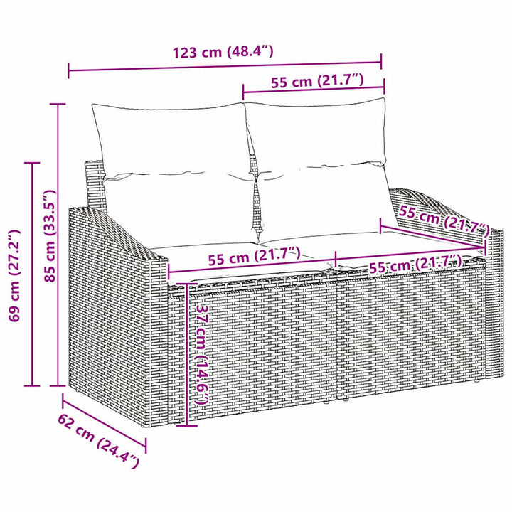 Havesofa Sæt 12 stk. 7-Antal sæder Beige Poly rattan