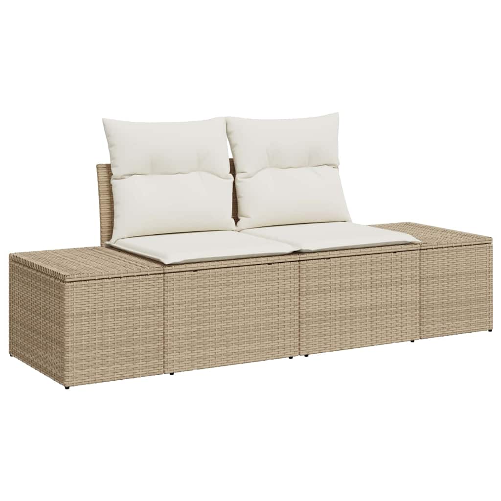 Havesofa Sæt 8 stk. 7-Antal sæder Beige Poly rattan