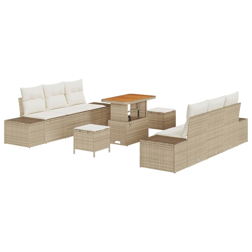 Havesofa Sæt 9 stk. 8-Antal sæder Beige Poly rattan