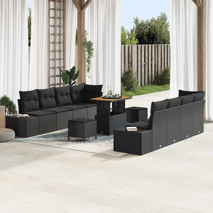 Havesofa Sæt med pude Sort 90 x 55 x 71 cm Poly rattan