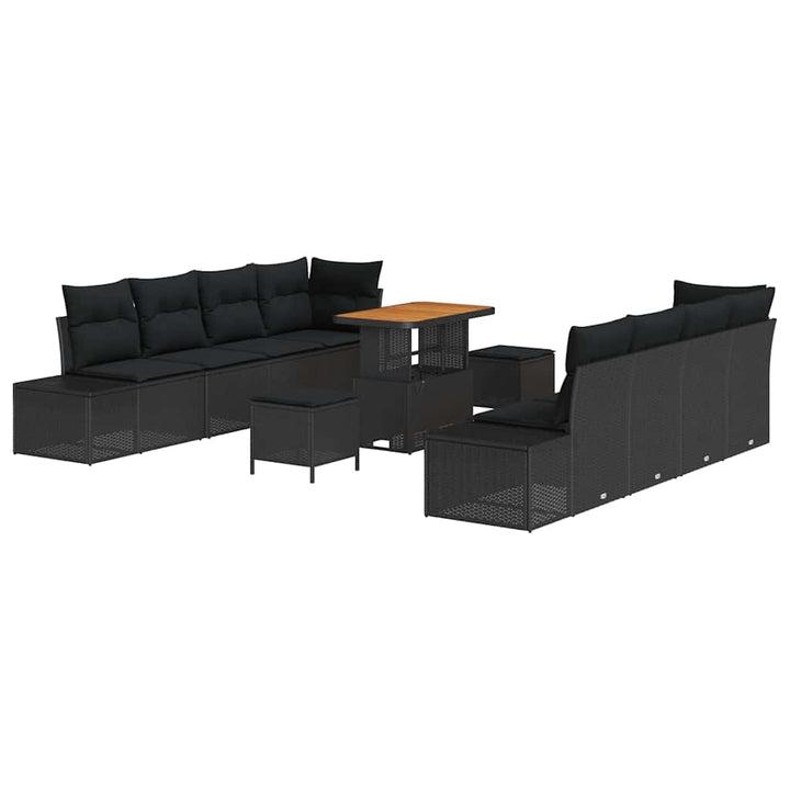 Havesofa Sæt med pude Sort 90 x 55 x 71 cm Poly rattan