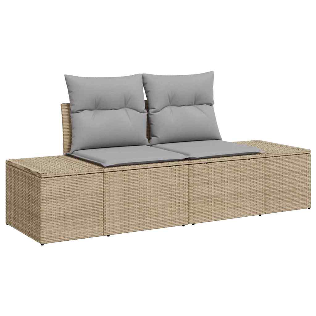 Havesofa Sæt 9 stk. 8-Antal sæder Beige Poly rattan