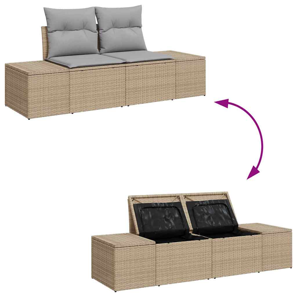 Havesofa Sæt 9 stk. 8-Antal sæder Beige Poly rattan