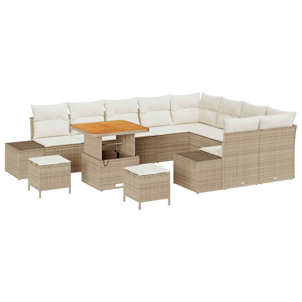 Havesofa Sæt 12 stk. 11-Antal sæder Beige Poly rattan