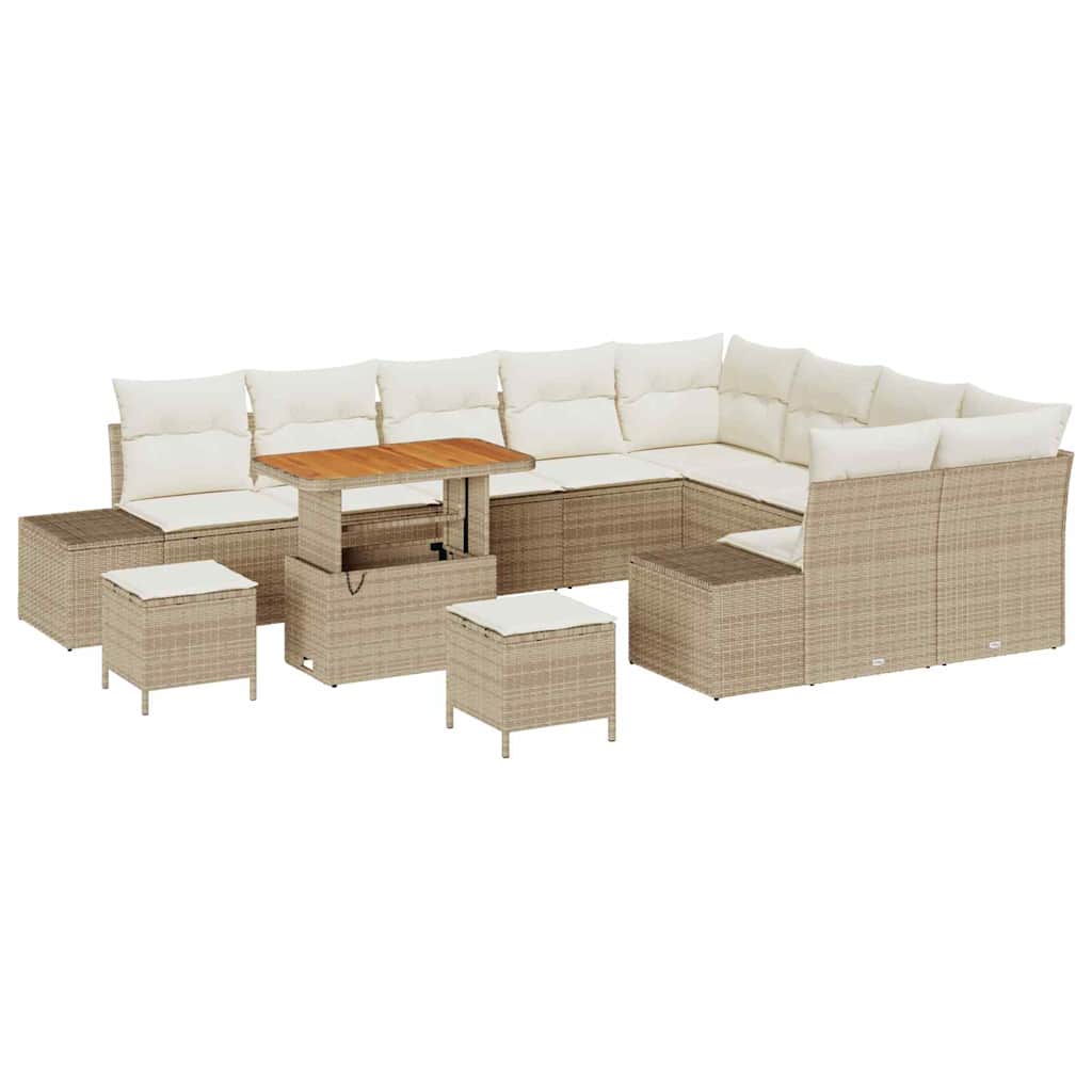 Havesofa Sæt 12 stk. 11-Antal sæder Beige Poly rattan