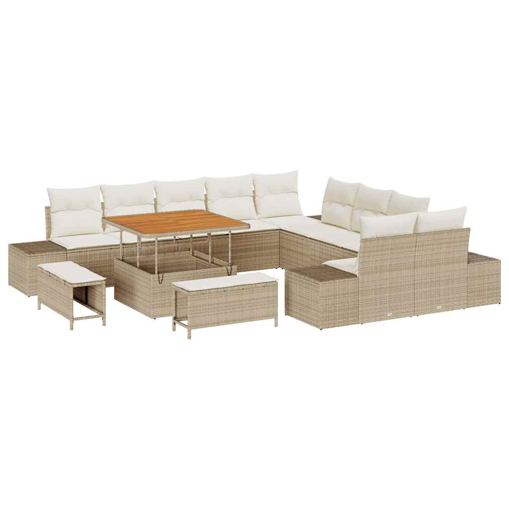 Havesofa Sæt 13 stk. 12-Antal sæder Beige Poly rattan