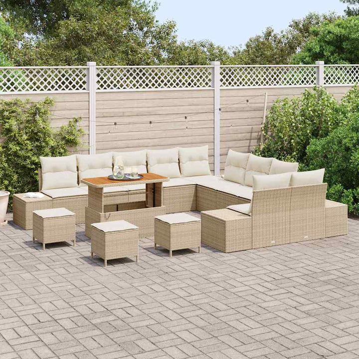Havesofa Sæt 14 stk. 13-Antal sæder Beige Poly rattan