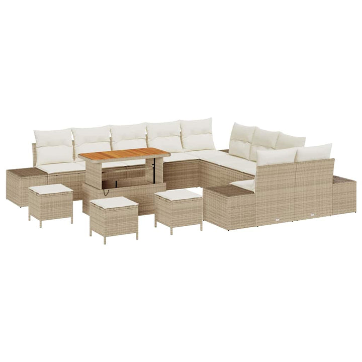 Havesofa Sæt 14 stk. 13-Antal sæder Beige Poly rattan