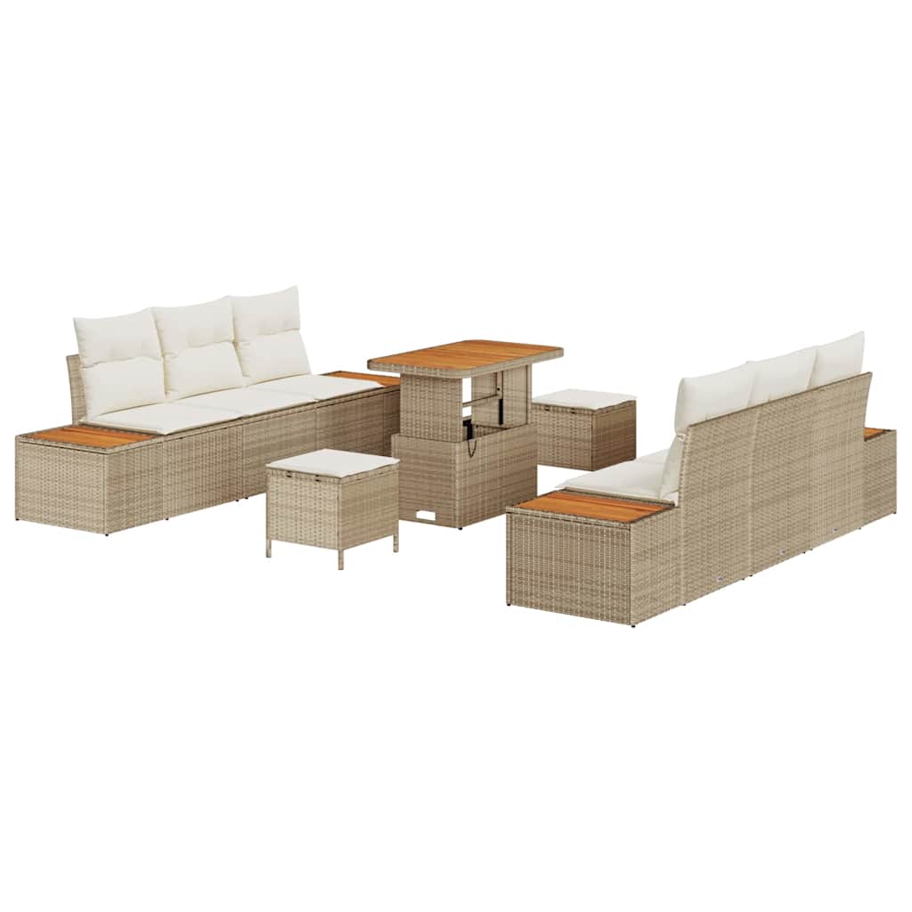 Havesofa Sæt 9 stk. 8-Antal sæder Beige Poly rattan