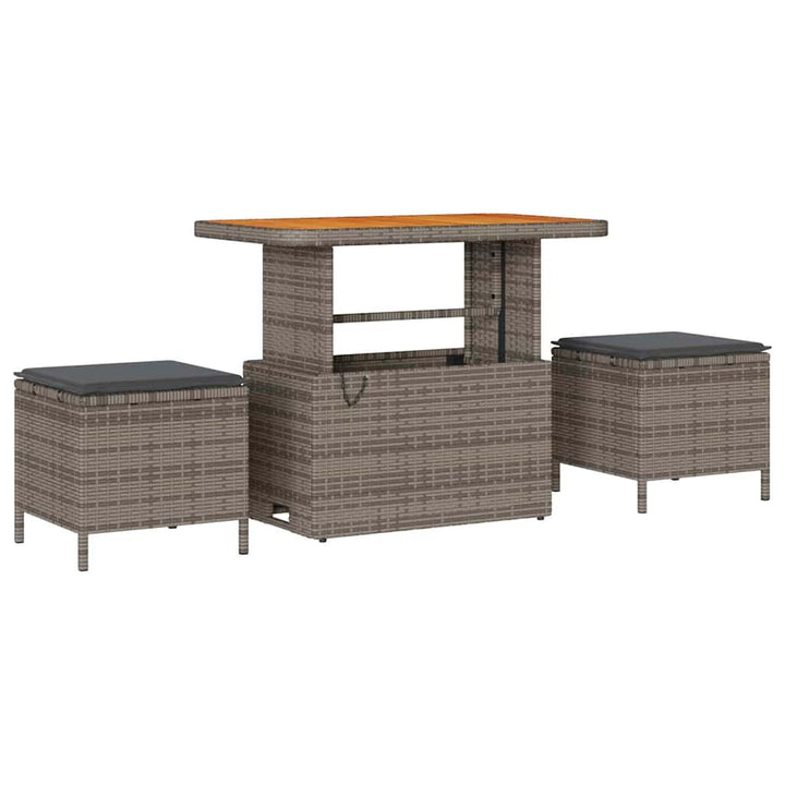Havesofa Sæt med pude med opbevaring 10 pcs Grå Poly rattan