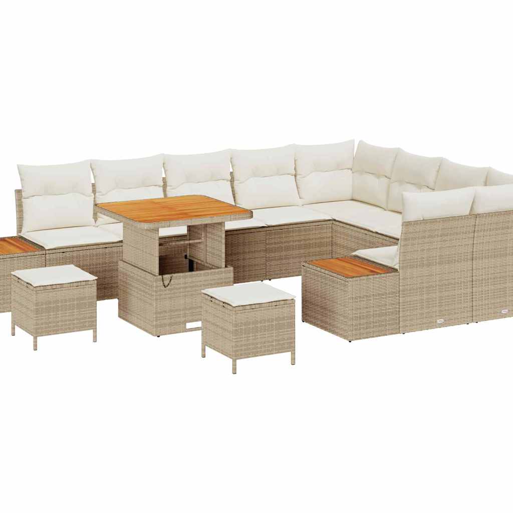 Havesofa Sæt 12 stk. 11-Antal sæder Beige Poly rattan