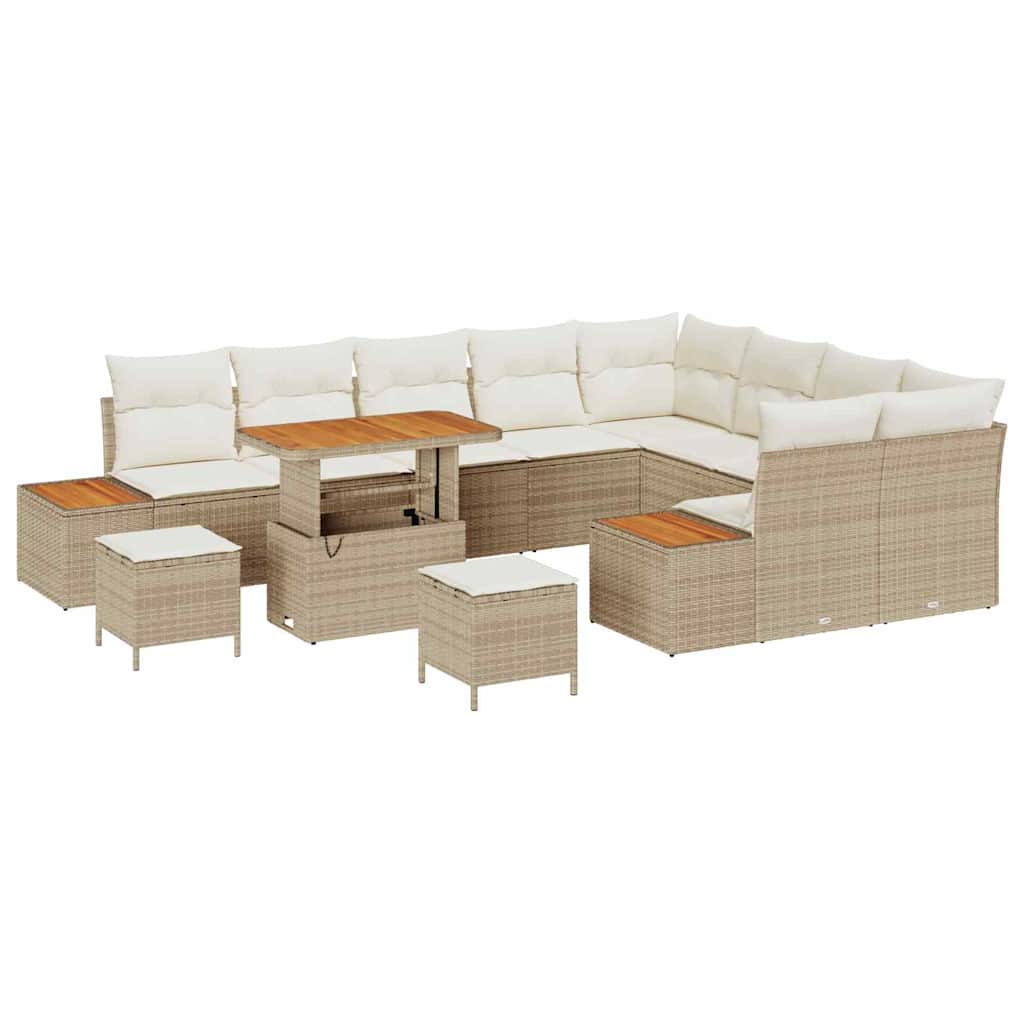 Havesofa Sæt 12 stk. 11-Antal sæder Beige Poly rattan
