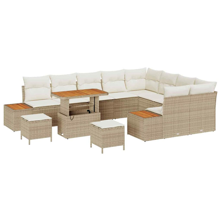 Havesofa Sæt 12 stk. 11-Antal sæder Beige Poly rattan