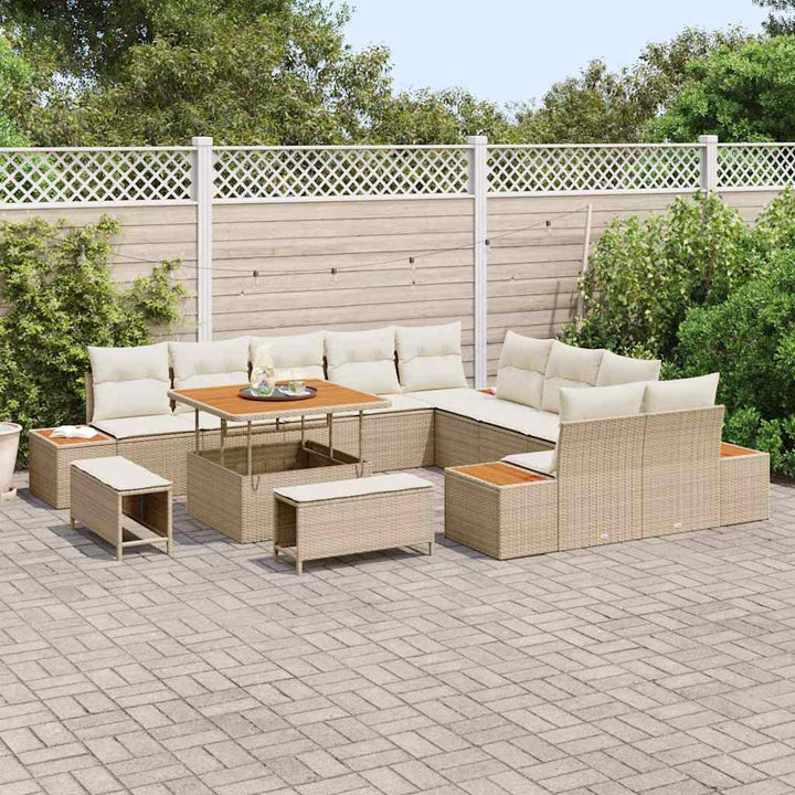 Havesofa Sæt 13 stk. 12-Antal sæder Beige Poly rattan
