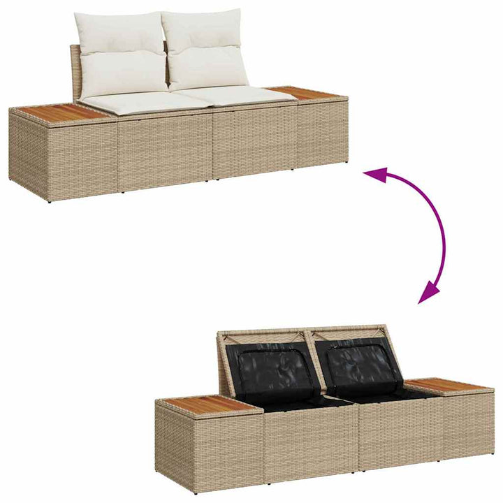 Havesofa Sæt 13 stk. 12-Antal sæder Beige Poly rattan