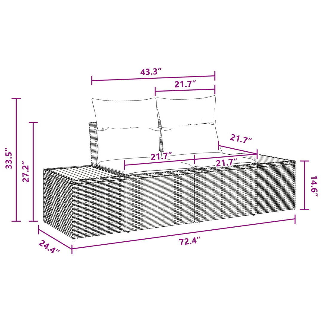 Havesofa Sæt med pude med opbevaring 13 pcs Sort Poly rattan