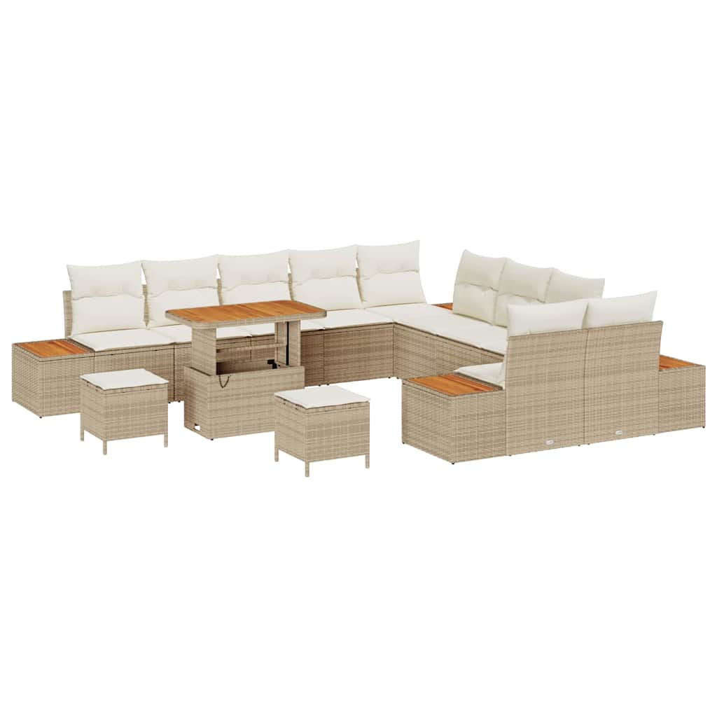 Havesofa Sæt 13 stk. 12-Antal sæder Beige Poly rattan