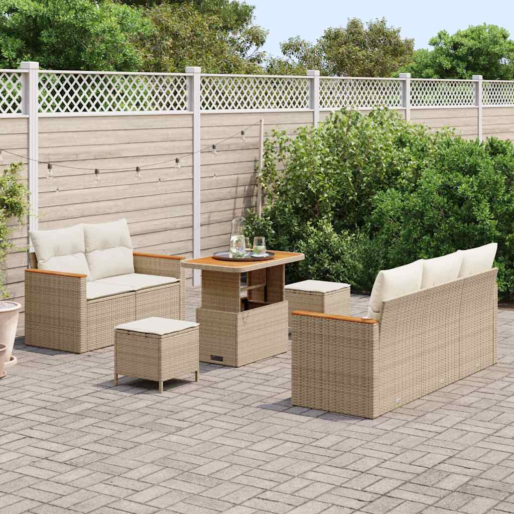 Havesofa Sæt 10 stk. 7-Antal sæder Beige og creme polyrattan