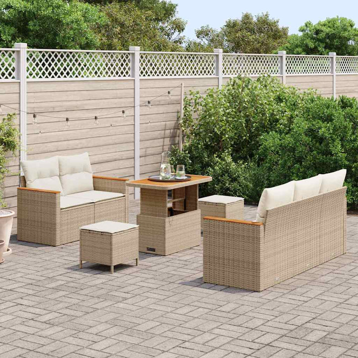 Havesofa Sæt 10 stk. 7-Antal sæder Beige og creme polyrattan