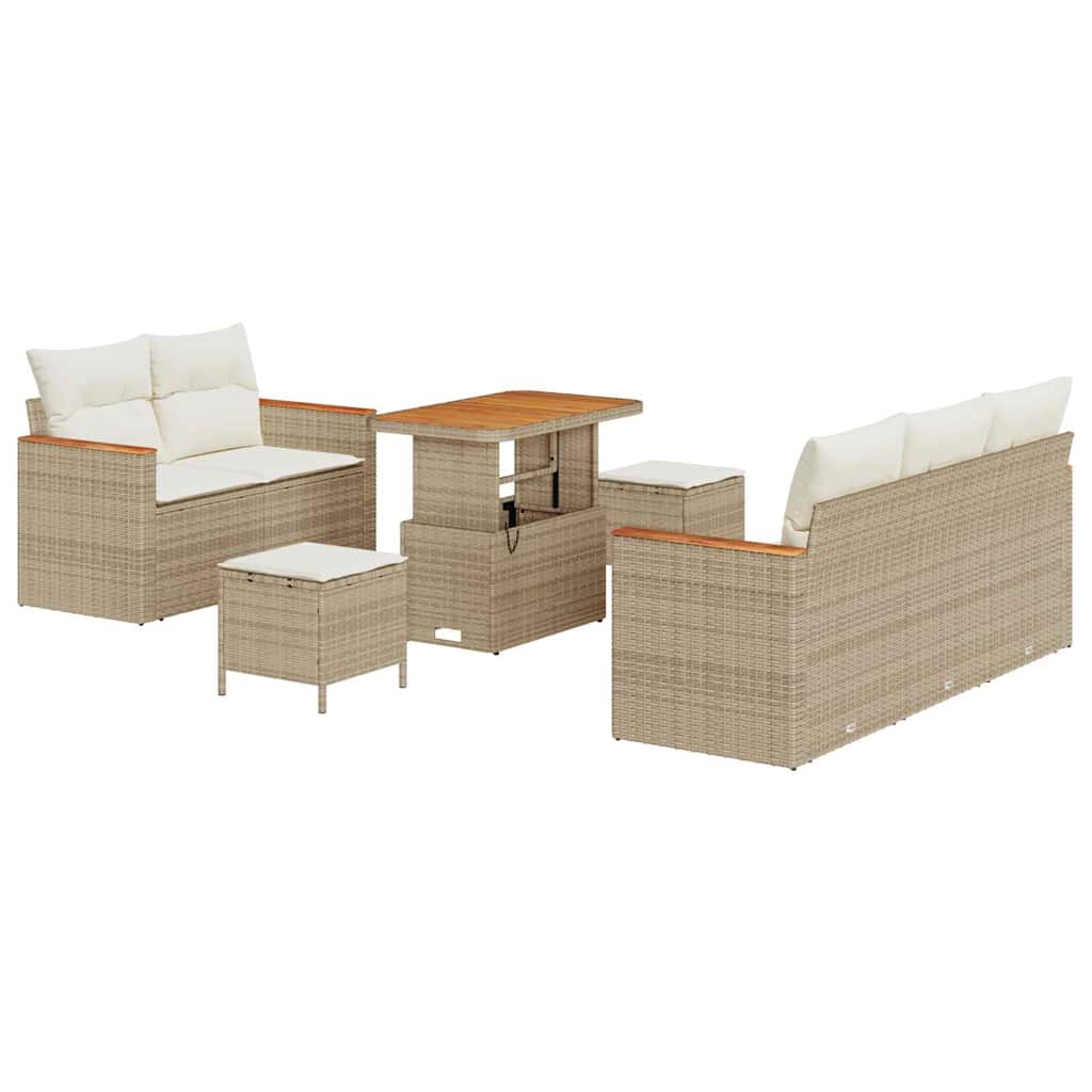 Havesofa Sæt 10 stk. 7-Antal sæder Beige og creme polyrattan