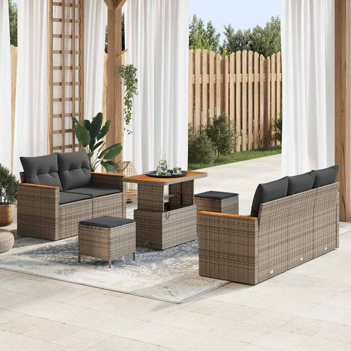 Havesofa Sæt med pude 10 pcs Grå polyrattan