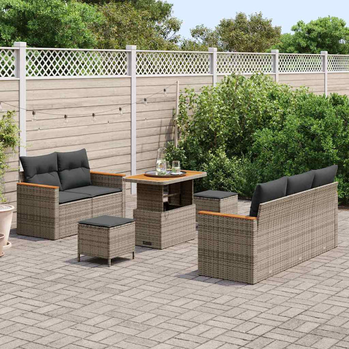 Havesofa Sæt med pude 10 pcs Grå polyrattan