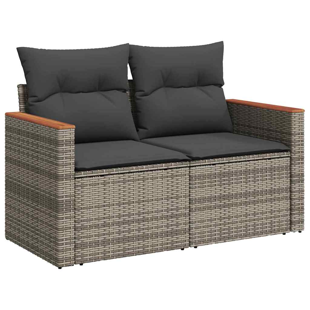 Havesofa Sæt med pude 10 pcs Grå polyrattan